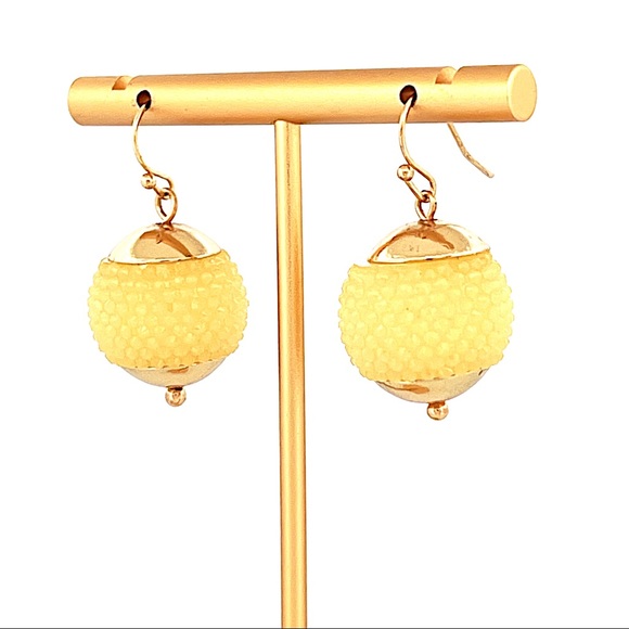 Vintage Inspired Yellow and Gold Tone Drop Earrings - Picture 1 of 2